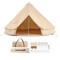 Vevor Kanvas Klokketelt, 4 Sæsoner 5 m/16,4 ft Yurt Telt, Kanvas Telt til Camping med Komfur Jack, Åndbart Telt med Plads til Op til 8 Personer, Familiecamping Udendørs Jagtselskab