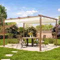 PRIMEYARD 3x4m Pergola, Solsejl, champagnefarvet