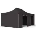 TOOLPORT 4x6m, aluminium, easy-up-pavillon, 4 sidedele, sort