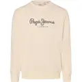 Pepe Jeans Pepe Jeanstil mænd. PM582702 Saul Crew Sweatshirt hvid (M), Casual, Økologisk bomuld, Bæredygtig