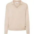 Pepe Jeans Pepe Jeanstil kvinder. PL702222 Isela beige poloshirt (XS), Casual, Bomuld, Lange ærmer, Bæredygtig