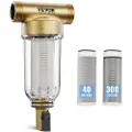 Vevor Spin Down-filter, 40 mikron + 30 mikron finfiltrering, sedimentfilter for hele huset til brøndvand, 3/4" GF + 1" GM, 4 T/H høj flowhastighed, til vandfiltreringssystemer i hele huset