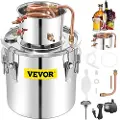 Vevor Alkoholdestillationsapparat, 50L Rustfrit Stål Vandalkoholdestiller med Kondensor, 13,2 Gallon Vinkedel med Kobberrør, Hjemmebrygningskit med Indbygget Termometer til DIY Whisky Vin Brandy, Sil