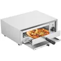 Vevor elektrisk pizzaovn til køkkenbordplade, 30 cm, 1500 W, temperaturområde 0-300 °C, konstruktion i rustfrit stål og rengøringsvenlig krummebakke, velegnet til både kommerciel og privat brug