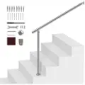 Vevor Gelændere til udendørs trin, 39,4 tommer / 100 cm dækgelændersæt, vægmonteret, rækværk til udendørs trin med installationssæt, gelændere til seniorer, verandagelænder og dækgelændersæt, sølv