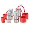 Vevor 1/2" hydrauliske flade koblinger, 1/2" NPT hydrauliske hurtigkoblinger til minilæssere med 4 støvhætter (ISO16028)
