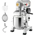 Vevor Commercial Stand Mixer, 30Qt rustfrit stål skål, 1500W Heavy Duty elektrisk madmixer med 3 hastigheder Justerbar 108/199/382 RPM, Piskeris med dejkrog inkluderet, perfekt til bagerpizzeria