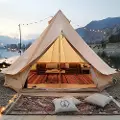 Vevor Kanvas Klokketelt, 4 Sæsoner 7 m/22,97 ft Yurt Telt, Kanvas Telt til Camping med Komfur Jack, Åndbart Telt med Plads til Op til 12 Personer, Familiecamping Udendørs Jagtselskab