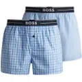 Hugo Boss BOSStil mænd. 50480056 Pakke 2 pyjamashorts med logobånd i taljen blå, striber blå (M), Afslappet, Bomuld