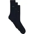 Hugo Boss BOSStil mænd. 50469839 3 par marineblå standard lange strømper (47-50), Afslappet, Bomuld