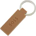Hugo Boss Nøglering med logo i camelfarvet silikone og messing