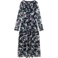 Tom Tailor Printed Mesh Lang Kjole Med Lange ærmer
