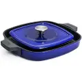 Woll Grillpande 28 cm, til induktion, med låg, blå, jern, WOLL