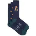 Hackett Londontil mænd. HMU30095 3 par Navy Harry-strømper (M-L), Afslappet, Bomuld, Blå