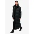 Superdry Superdrytil kvinder. W5011800A Lang sort quiltet frakke (M), Casual, Genanvendt polister, Bæredygtig