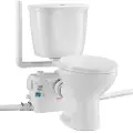 Vevor Macerator toiletsystem med kraftfuld 500W maceratorpumpe, bagudløb og opadskylningstoilet til kælder, dobbeltskylningsvandafledning, macerator toiletsystemsæt med 3 indløb, pladsbesparende