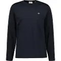 Gant Ganttil mænd. 2004049 Shield langærmet t-shirt sort (XL), Casual, Bomuld, Lange ærmer