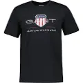 Gant Ganttil mænd. 2003199 T-shirt med sort skjold (3XL), Casual, Bomuld, Korte ærmer