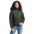 Superdry Superdrytil kvinder. W5011178A Kort mellemvægtsjakke med hætte, grøn (XL), Casual, Nylon