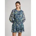Pepe Jeans Pepe Jeanstil kvinder. PL953503 Koralblå kjole (L), Casual, Polyester, Lange ærmer