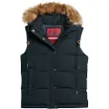 Superdry Superdrytil kvinder. W5011551A Vatteret vest i imiteret pels Everest marine (XS), Casual, Polyester, Blå