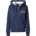 Superdry Superdrytil kvinder. W2012159A Hættetrøje med lynlås og metallisk Luxe-logo navy (XL), Casual, Sport, Bomuld, Multisport, Bæredygtig, Blå