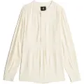 G-Star G-Startil kvinder. D24441-D724-127 Beige bluse med halv stolpelukning (XXS), Casual, Viscose, Lange ærmer