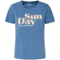 Pepe Jeans Pepe Jeanstil kvinder. PL505886 T-shirt med rygprint, almindelig pasform, blå (S), Casual, Bomuld, Korte ærmer, Bæredygtig
