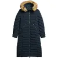 Superdry Superdrytil kvinder. W5011790A Fuji-frakke lang marineblå (XS), Casual, Genanvendt polister, Bæredygtig
