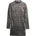 Superdry Superdrytil kvinder. W8011486A Minikjole med pailletter og sølvfarvet halsudskæring (M), Party, Polyester, Lange ærmer