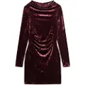 Superdry Superdrytil kvinder. W8011367A Langærmet minikjole i pink fløjl (XL), Party, Polyester, Lange ærmer
