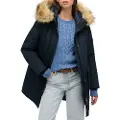 Superdry Superdrytil kvinder. W5011786A Parka i imiteret pels Everest navy (XL), Genanvendt polister, Bæredygtig, Blå
