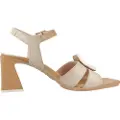 Hispanitas Hispanitastil kvinder. CHV243272 Mallorca beige lædersandaler -Hælhøjde 6,5 cm (40), Brun, 5-8 cm, Spænder, Casual, Party, Grå