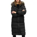 Superdry Superdrytil kvinder. W5011788A Everest lang frakke sort (L), Casual, Genanvendt polister, Bæredygtig