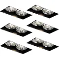 QAZQA Sæt med 6 indbyggede spots sorte GU10 70 mm 2-lys Trimless - Oneon