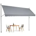 Vevor 178 x 47" terrassemarkise, udtrækkelig, markise med manuelt håndsving, udendørs terrassemarkise, justerbar højde fra 86 til 122 tommer, til terrasse/altan/have, mørkegrå