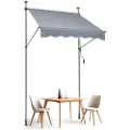 Vevor 59 x 47" terrassemarkise, udtrækkelig, markise med manuelt håndsving, udendørs terrassemarkise, justerbar højde fra 86 til 122 tommer, til terrasse/altan/have, mørkegrå