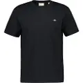 Gant Ganttil mænd. 2003184 T-shirt Regular Fit Shield sort (S), Casual, Bomuld, Korte ærmer, Bæredygtig