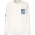 Pepe Jeans Pepe Jeanstil mænd. PM509629 Sidney T-shirt hvid (S), Casual, Lange ærmer, Økologisk bomuld, Bæredygtig