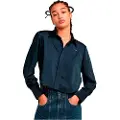 G-Star G-Startil kvinder. D25269-D414-3873 Holiday Cropped Shirt navy (XL), Casual, Lange ærmer, Genanvendt polister, Bæredygtig, Blå