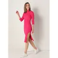 LOIS Jeans Lois Jeanstil kvinder. 447702367 Pink midi strikkjole (M), Casual, Party, Viscose, Lange ærmer
