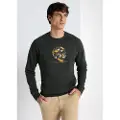 LOIS Jeans Lois Jeanstil mænd. 165653389 LOIS JEANS - Graphica Calavera Chenille sweatshirt med grøn bokskrave (XL), Casual, Bomuld, Lange ærmer