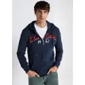 LOIS Jeans Lois Jeanstil mænd. 165733436 LOIS JEANS - Navy sweatshirt med lynlås og hætte (S), Casual, Bomuld, Lange ærmer, Blå