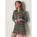 LOIS Jeans Lois Jeanstil kvinder. 447692363 Kort kjole Plisseret stof Flerfarvet camouflageprint (L), Casual, Polyester, Lange ærmer