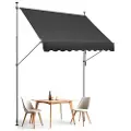 Vevor 98 x 47" terrassemarkise, udtrækkelig, markise med manuelt håndsving, udendørs terrassemarkise, justerbar højde fra 86 til 122 tommer, til terrasse/altan/have, sort