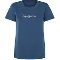 Pepe Jeans Pepe Jeanstil kvinder. PL505951 T-shirt Fiore navy (M), Casual, Korte ærmer, Økologisk bomuld, Bæredygtig, Blå