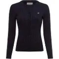 Gant Ganttil kvinder. 4800103 Strikket cardigan i navyfarvet bomuldsjersey med stretch (XS), Casual, Lange ærmer, Blå
