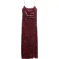 Superdry Superdrytil kvinder. W8011729A Lang fløjlskjole Diamonte rødbrun (L), Party, Polyester, Uden ærmer/stropper
