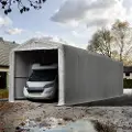 TOOLPORT 4x24m, Garagetelt, PVC-teltdug, grå, uden statikpakke