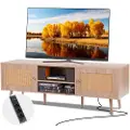 Vevor Rattan TV Stand til 65" TV Boho TV Stand med Indbygget Fatning Eg